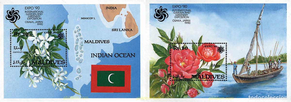 Sellos: 340667 MNH MALDIVAS 1990 EXPO 90. EXPOSICION UNIVERSAL DE JARDINES Y ESPACIOS VERDES DE OSAKA
