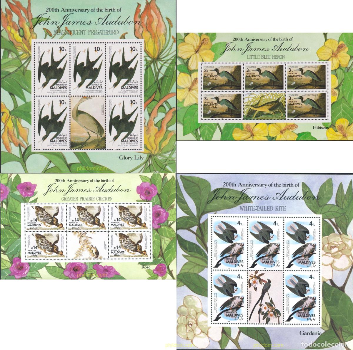 Sellos: 315472 MNH MALDIVAS 1986 BICENTENARIO DEL NACIMIENTO DEL ORNITOLOGO J.J. AUDUBON