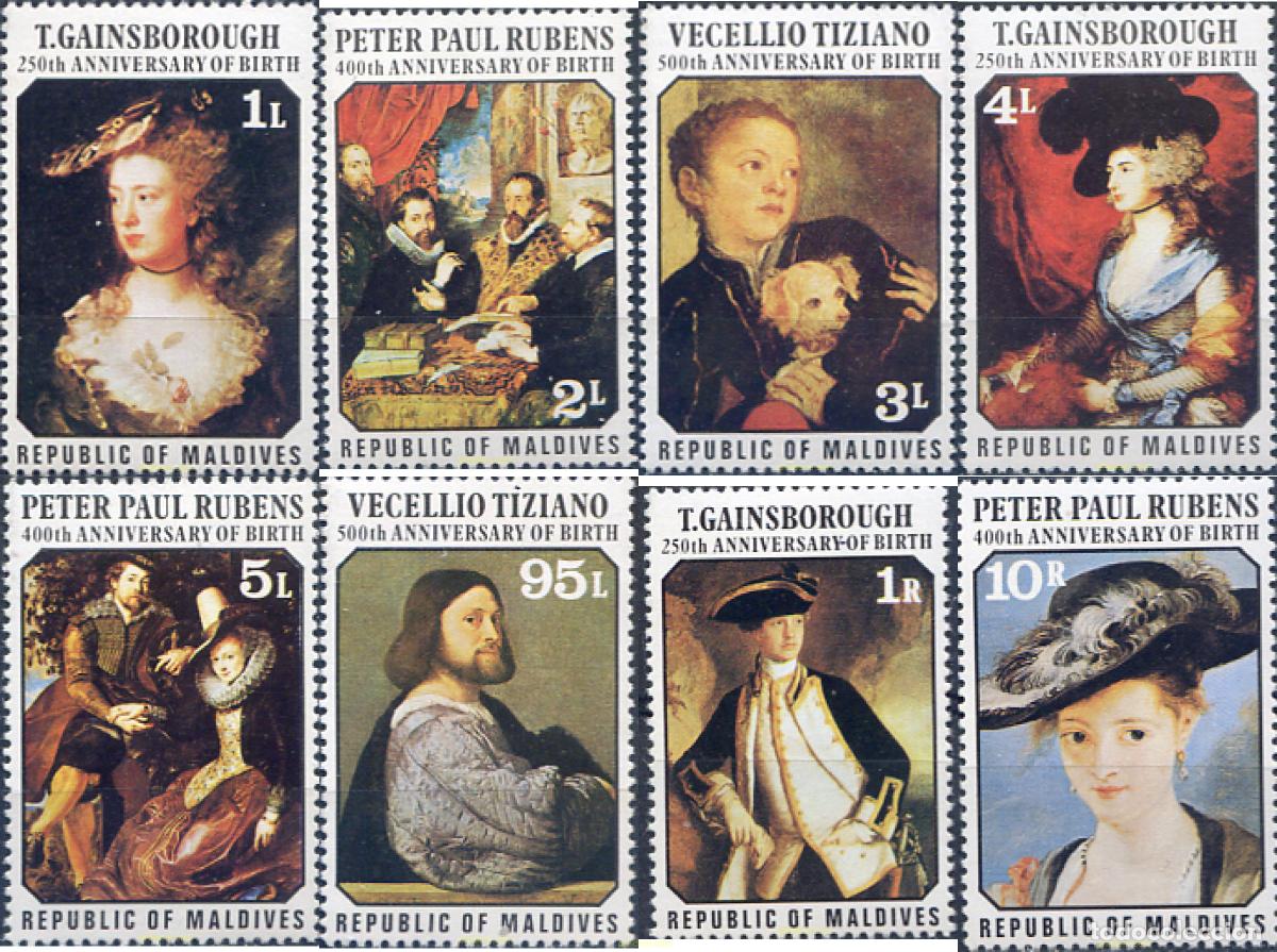 Sellos: 31661 MNH MALDIVAS 1977 ANIVERSARIOS DE PINTORES CELEBRES