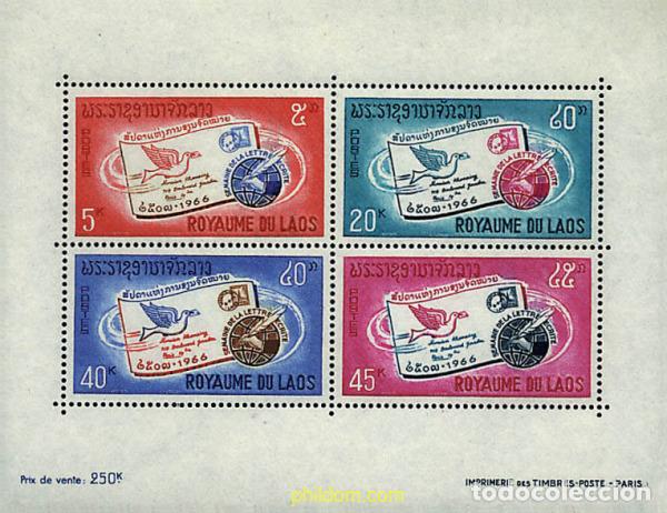 Sellos: 35086 MNH LAOS 1966 SEMANA INTERNACIONAL DE LA CARTA