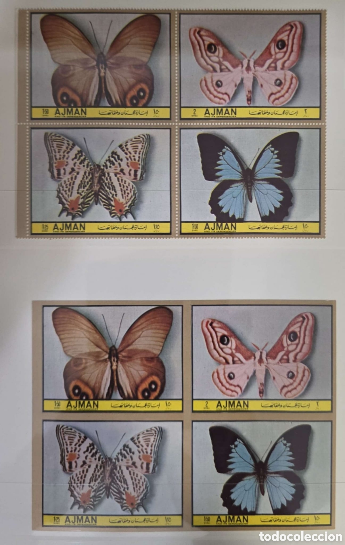 Sellos: CA)EAU( AJMAN) 1968. Butterflies and moths.