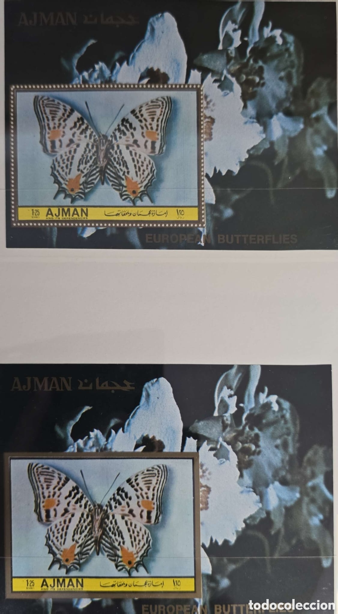 Sellos: CA)EAU( AJMAN) 1968. Butterflies and moths.