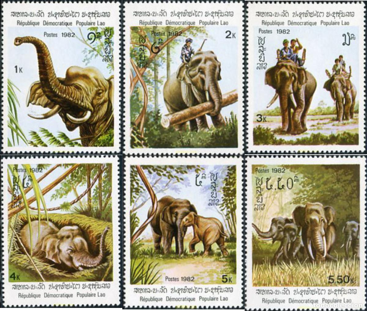 Sellos: 54165 MNH LAOS 1982 ELEFANTES