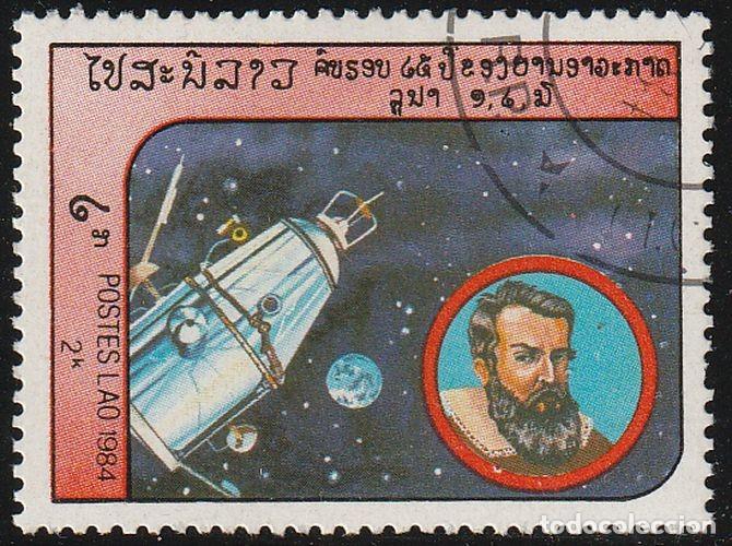Sellos: Laos 1984 Scott 580 Sello * Espacio Naves Espaciales Sputnik 2 & Johannes Kepler Michel 769