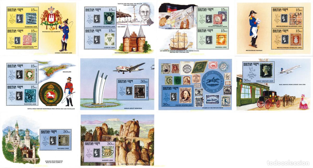 Sellos: 616755 MNH BHUTAN 1990 150 ANIVERSARIO DEL SELLO. LONDON 90. EXPOSICION FILATELICA INTERNACIONAL