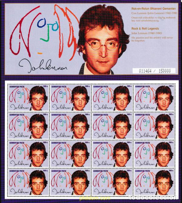 Sellos: 605986 MNH AZERBAIYAN 1995 15 ANIVERSARIO DE LA MUERTE DE JOHN LENNON