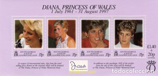 Sellos: 89723 MNH GEORGIA SUR Y SANDWICH SUR 1998 HOMENAJE A LA PRINCESA DIANA DE GALES
