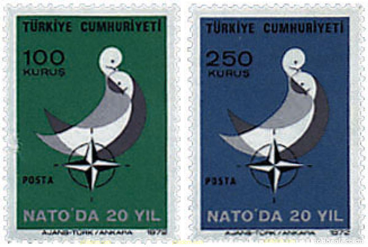 Sellos: 33108 MNH TURQUIA 1972 20 ANIVERSARIO DE TURQUIA EN LA OTAN