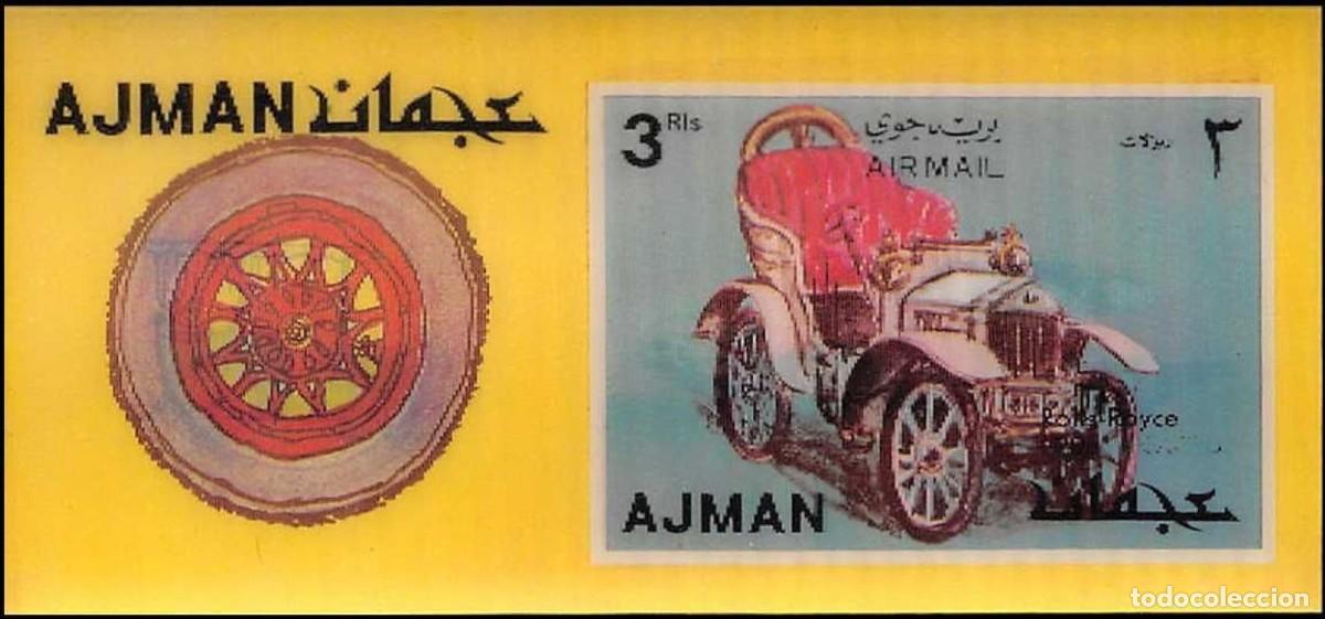 Sellos: AJMAN 1972 SHEET MNH 3D JAGUAR Y ROLLS-ROYCE AUTOMOVILES AUTOS COCHES CARS VOITURES AUTOMOBILES
