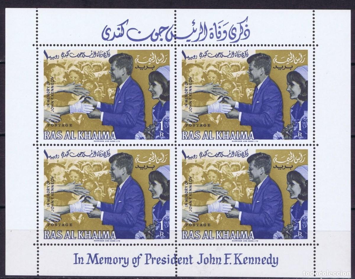 Sellos: RAS AL-KHAIMAH 1965 SHEET MNH JFK JOHN FITZGERALD KENNEDY PRESIDENTES JACKIE KENNEDY