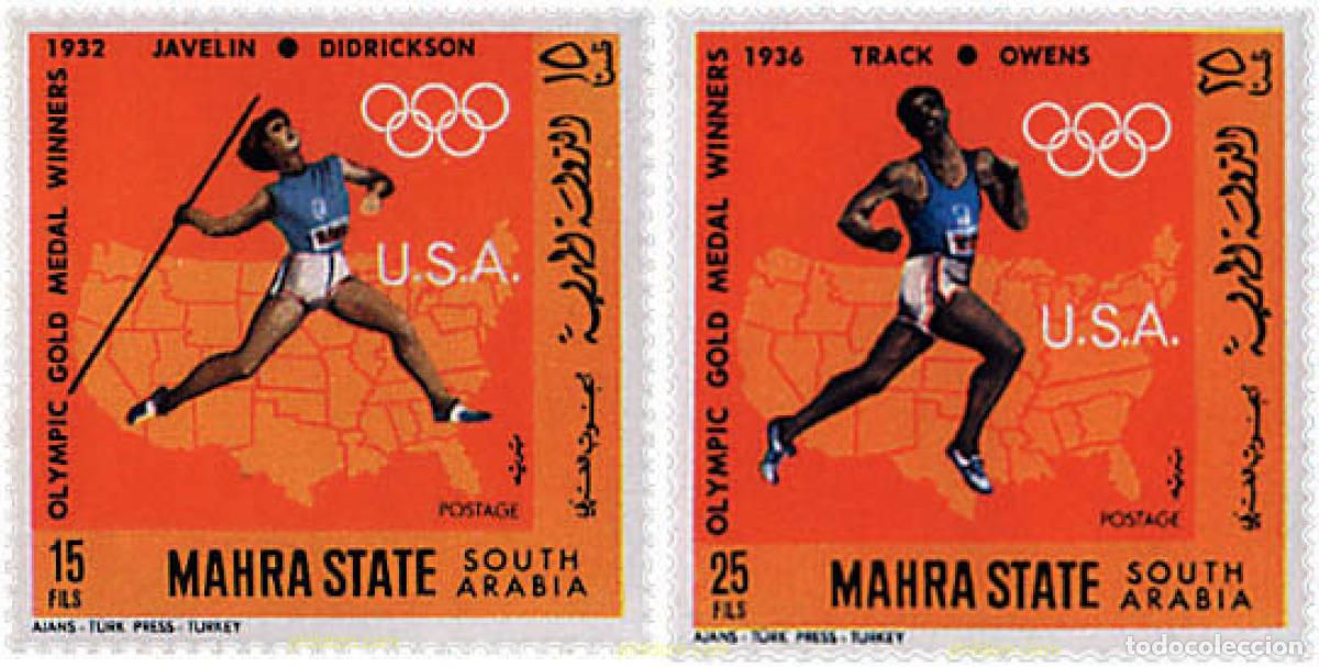 Sellos: 621767 MNH MAHRA 1968 GANADORES ESTADOUNIDENSES EN LOS JUEGOS OLIMPICOS