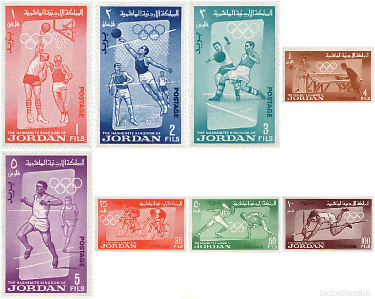 Sellos: 345121 HINGED JORDANIA 1964 18 JUEGOS OLIMPICOS VERANO TOKIO 1964