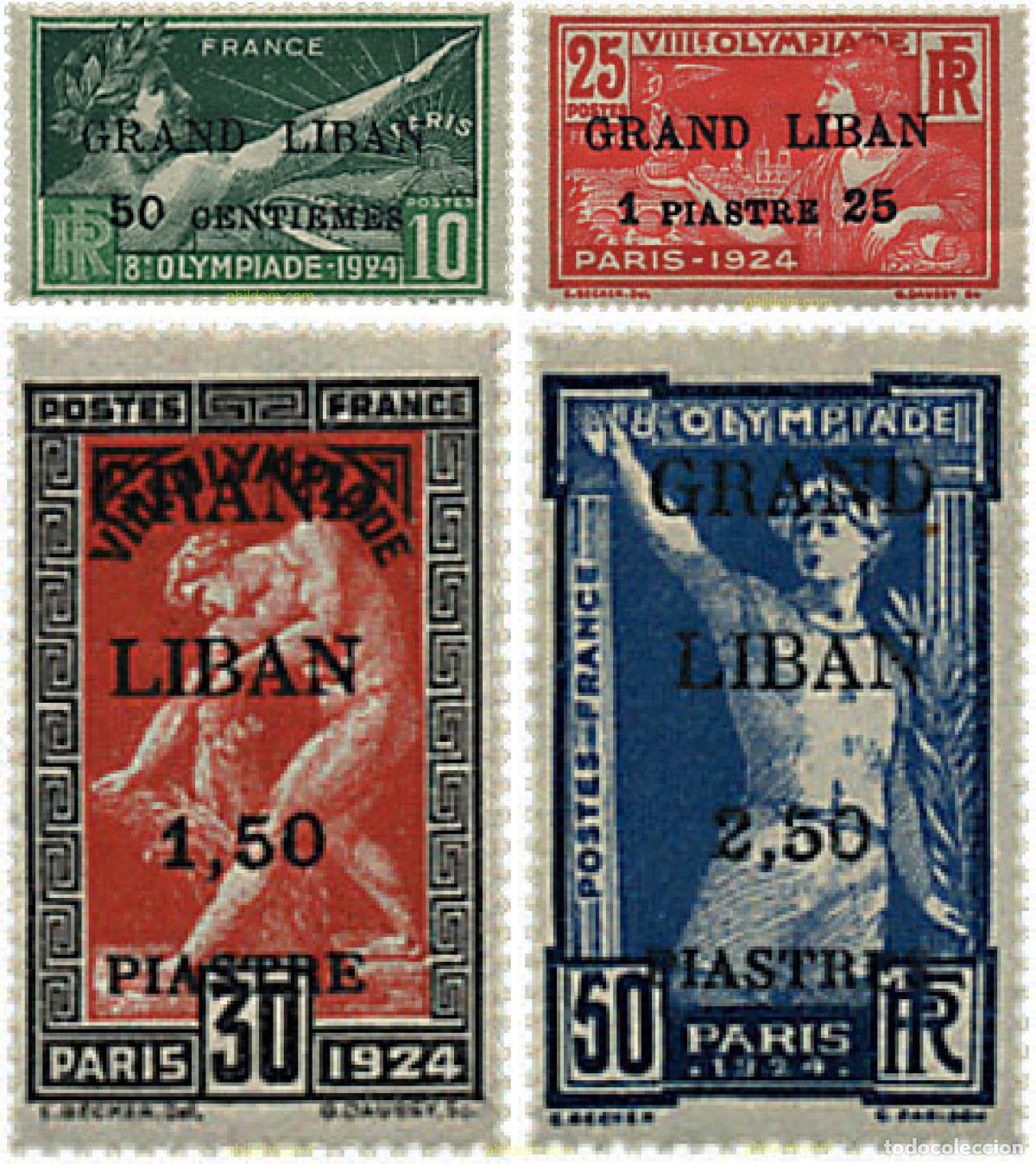 Sellos: 369223 HINGED LIBANO 1924 8 JUEGOS OLIMPICOS VERANO PARIS 1924