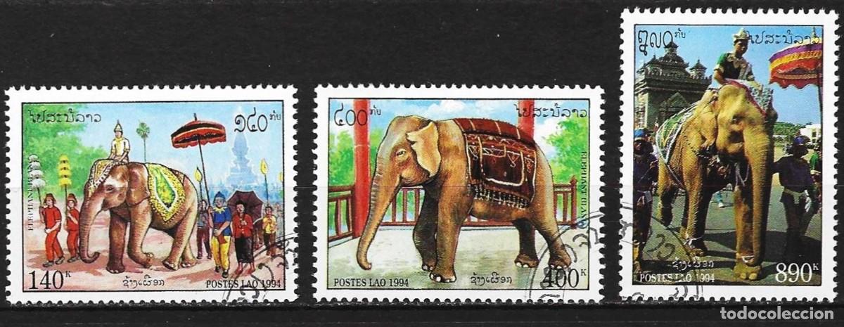 Sellos: Laos 1994 - Mi 1432 a 1434 - YT 1154 a 1156 - Elefantes ( Serie completa )