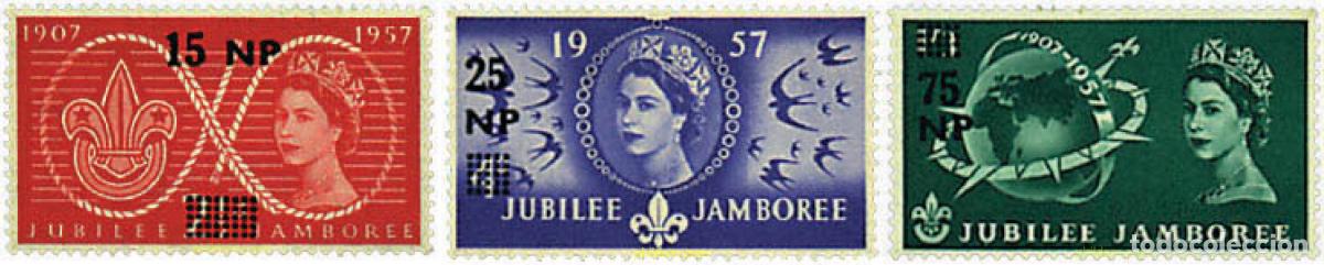 Sellos: 38751 MNH MASCATE 1957 CENTENARIO DE LORD BADEN-POWELL Y 50 ANIVERSARIO DEL ESCULTISMO