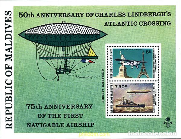 Sellos: 31632 MNH MALDIVAS 1977 50 ANIVERSARIO DE LA TRAVESIA DEL ATLANTICO NORTE