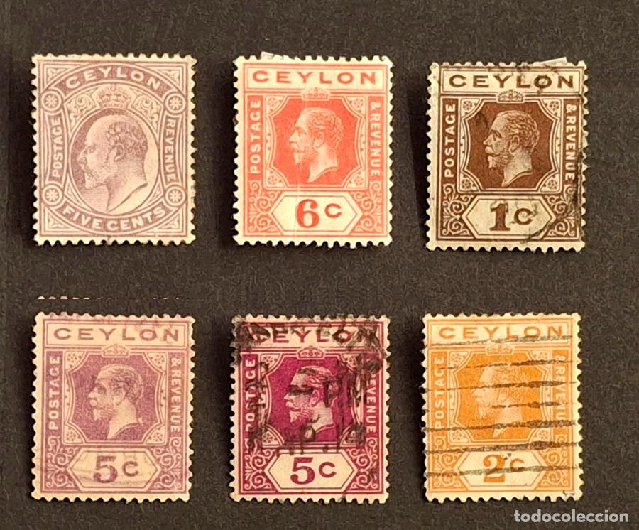 Sellos: 1912-1927. Ceil&aacute;n 6 sellos con charnela