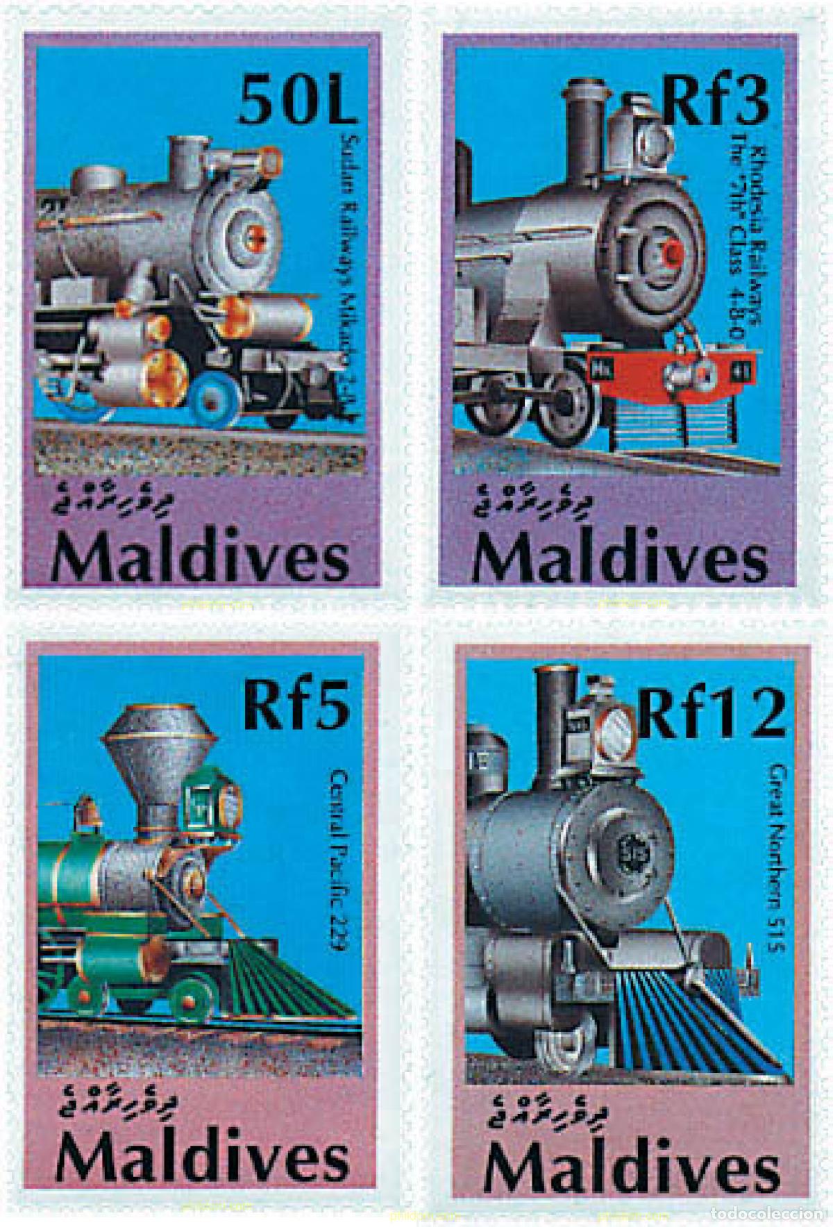 Sellos: 340664 MNH MALDIVAS 1990 LOCOMOTORAS