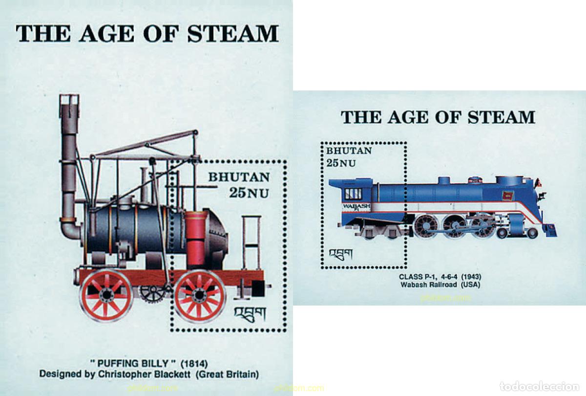 Sellos: 292728 MNH BHUTAN 1990 LOCOMOTORAS DE VAPOR
