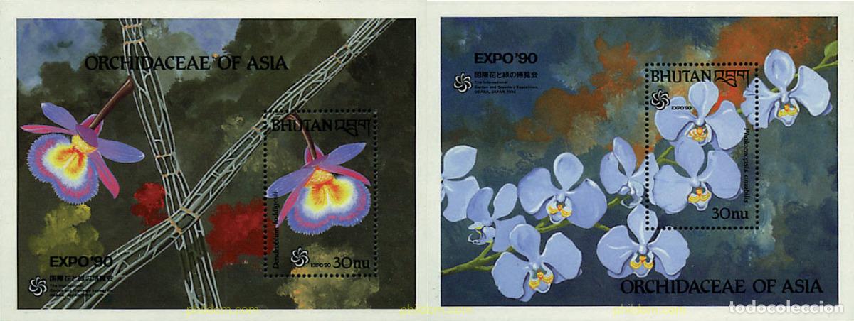 Sellos: 293086 MNH BHUTAN 1990 EXPO 90. EXPOSICION UNIVERSAL DE JARDINES Y ESPACIOS VERDES DE OSAKA