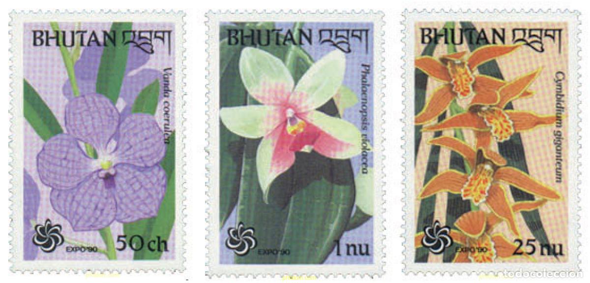 Sellos: 292733 MNH BHUTAN 1990 EXPO 90. EXPOSICION UNIVERSAL DE JARDINES Y ESPACIOS VERDES DE OSAKA