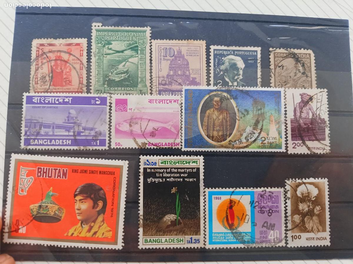 Sellos: Pa&iacute;ses asi&aacute;ticos. 13 sellos. India portuguesa, Bangladesh, etc