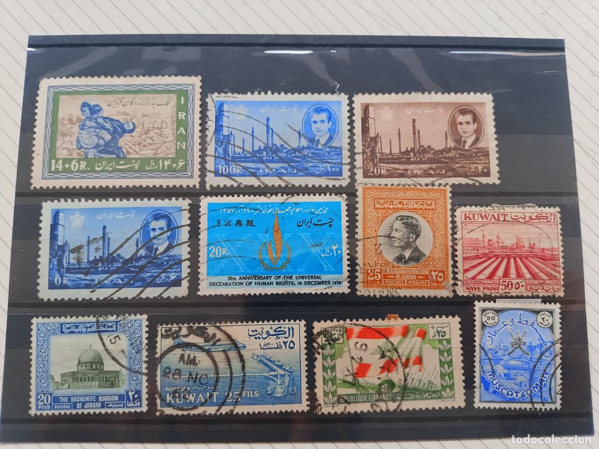 Sellos: Pa&iacute;ses &aacute;rabes: Jordania, Kuwait, Ir&aacute;n, Muscat y Om&aacute;n. Lote de sellos