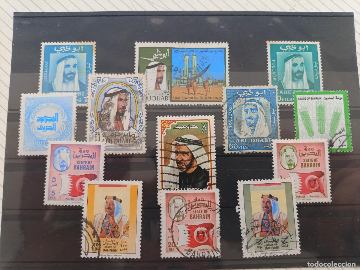 Sellos: Abu Dhabi, Bahrein. Lote de sellos