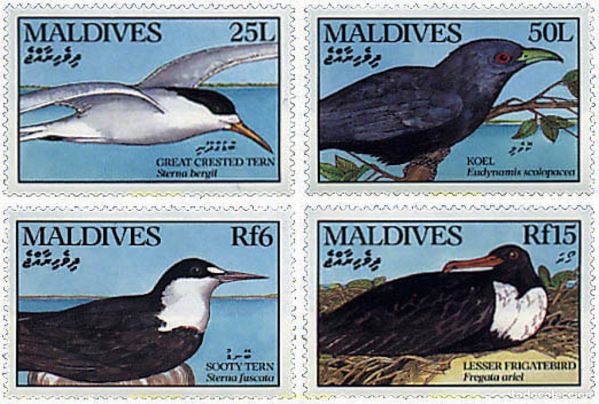 Sellos: 332969 MNH MALDIVAS 1990 AVES MARINAS