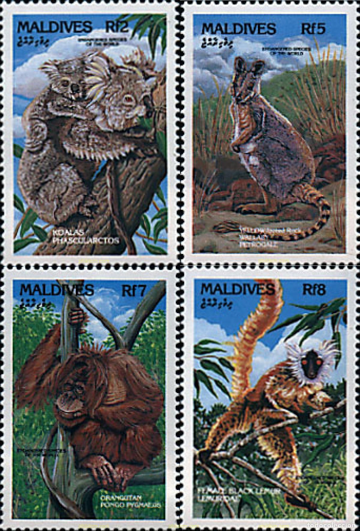 Sellos: 340816 MNH MALDIVAS 1993 FAUNA EN PELIGRO DE EXTINCION
