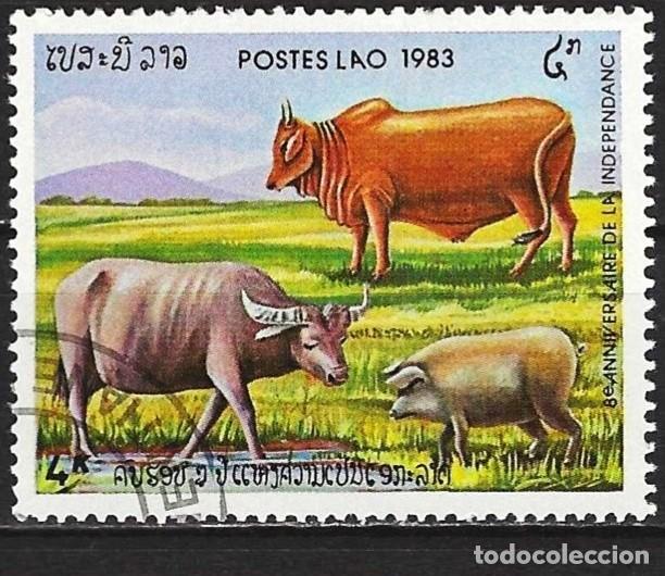 Sellos: Laos 1983 - Mi 692 - YT 515 - Cr&iacute;a de ganado vacuno