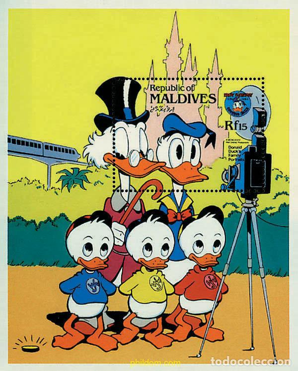 Sellos: 340598 MNH MALDIVAS 1984 50 ANIVERSARIO DEL PATO DONALD