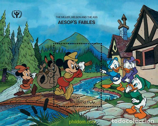 Sellos: 340654 MNH MALDIVAS 1990 A&Ntilde;O INTERNACIONAL DE LA ALFABETIZACION. FABULAS DE ESOPO