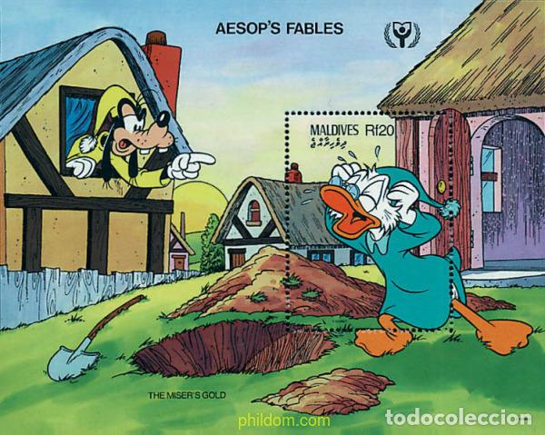 Sellos: 340655 MNH MALDIVAS 1990 A&Ntilde;O INTERNACIONAL DE LA ALFABETIZACION. FABULAS DE ESOPO