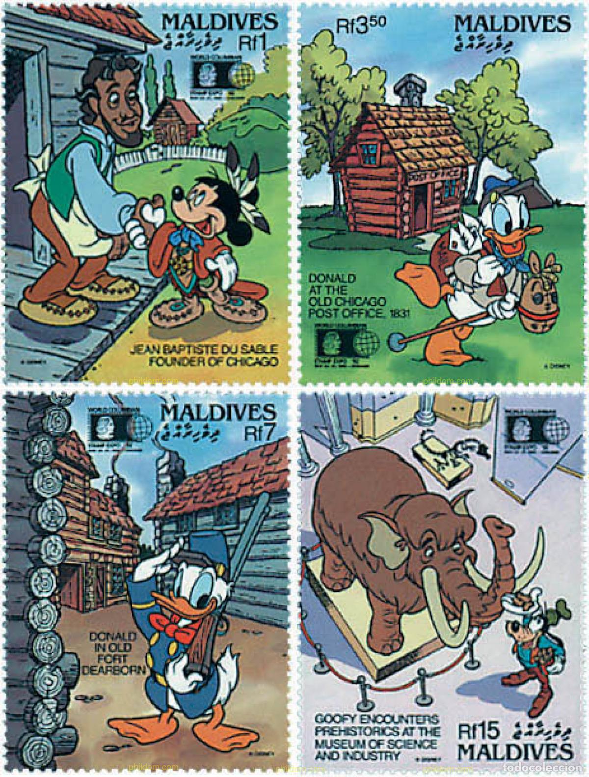 Sellos: 48202 MNH MALDIVAS 1992 WORLD COLUMBIAN STAMP EXPO 92. EXPOSICION FILATELICA INTERNACIONAL DE CHICA