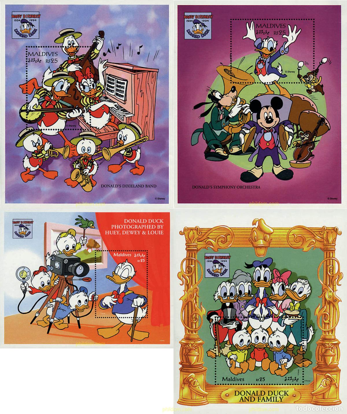 Sellos: 48795 MNH MALDIVAS 1995 60 ANIVERSARIO DEL PATO DONALD