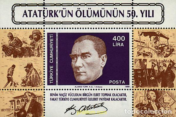 Sellos: 42557 MNH TURQUIA 1988 50 ANIVERSARIO DE LA MUERTE DE KEMAL ATATURK
