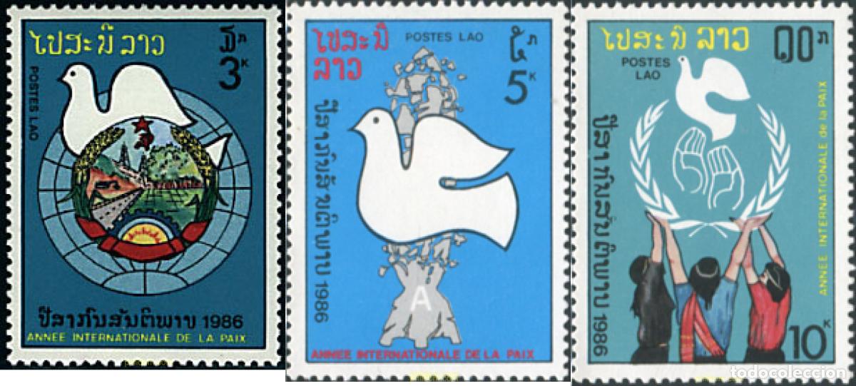Sellos: 43030 MNH LAOS 1986 A&Ntilde;O INTERNACIONAL DE LA PAZ