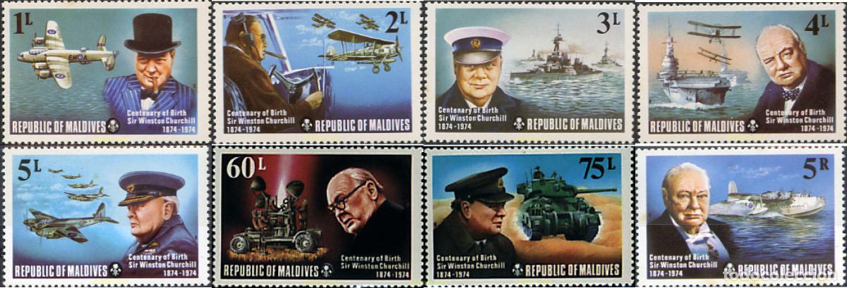 Sellos: 43891 MNH MALDIVAS 1974 CENTENARIO DE WINSTON CHURCHILL