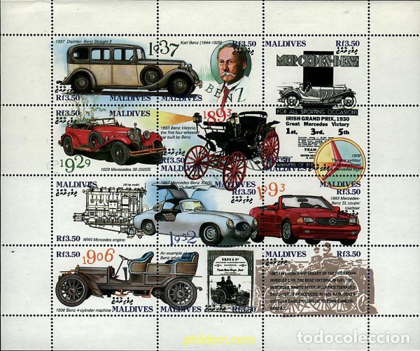 Sellos: 288561 MNH MALDIVAS 1993 CENTENARIO DEL PRIMER AUTOMOVIL BENZ