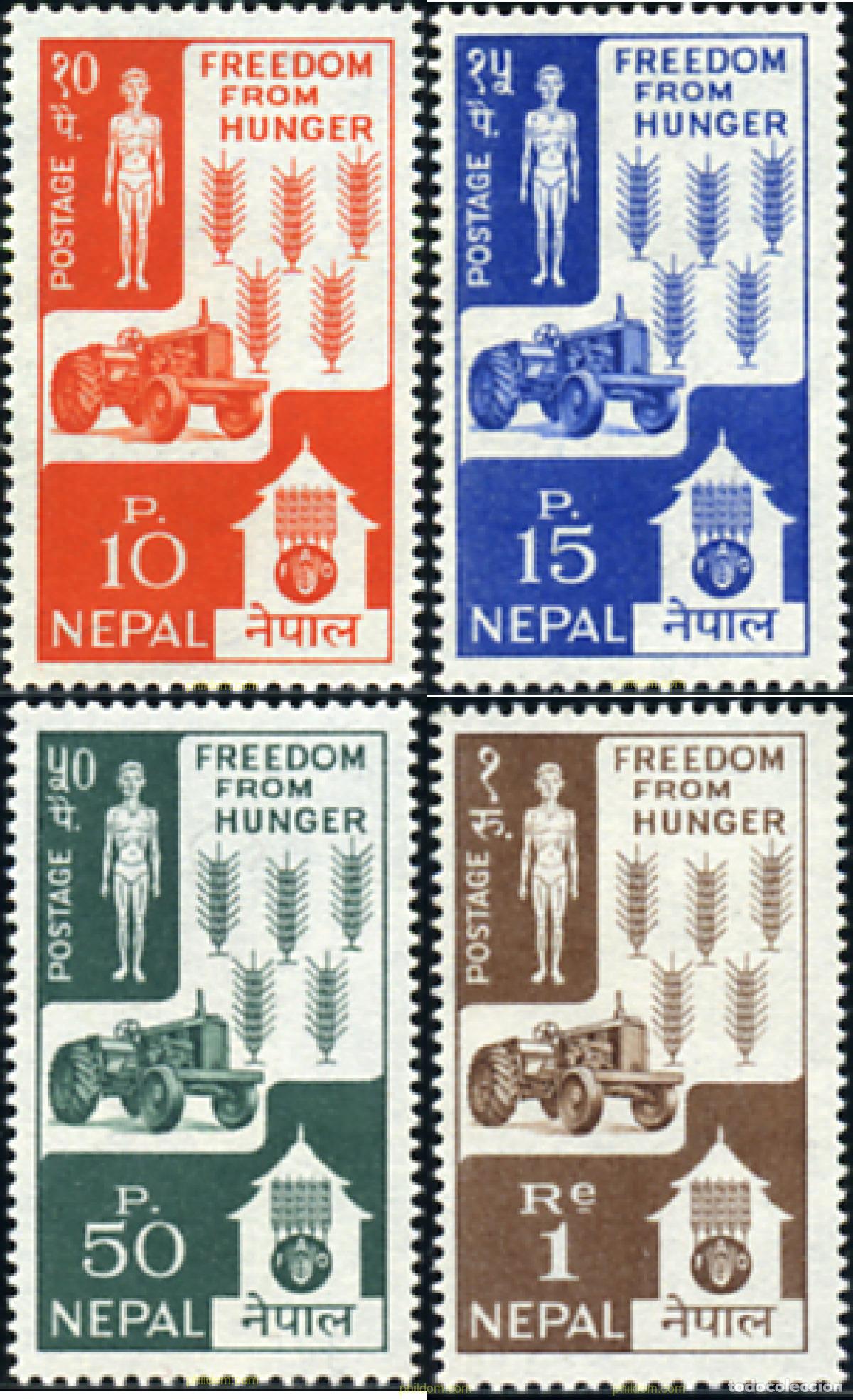 Sellos: 44784 MNH NEPAL 1963 CAMPA&Ntilde;A MUNDIAL CONTRA EL HAMBRE
