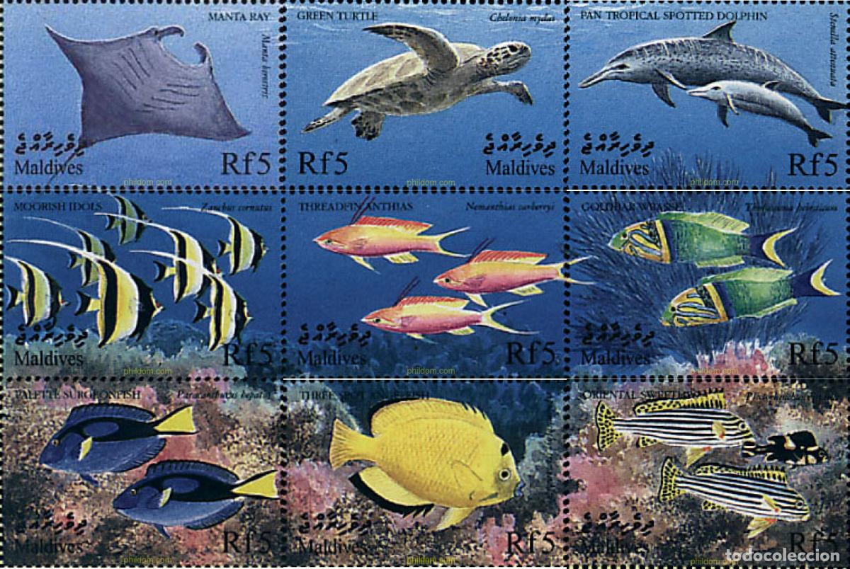 Sellos: 340951 MNH MALDIVAS 1999 FAUNA MARINA
