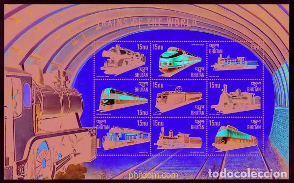 Sellos: 368410 MNH BHUTAN 1999 TRENES DEL MUNDO