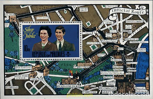 Sellos: 55803 MNH MALDIVAS 1977 25 ANIVERSARIO DEL ASCENSO AL TRONO DE ISABEL II