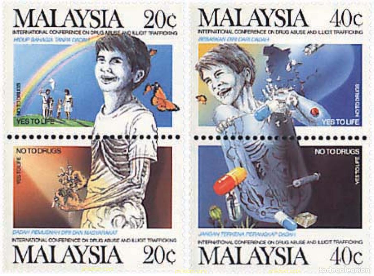 Sellos: 5547 MNH MALASIA 1987 CONFERENCIA INTERNACIONAL CONTRA LAS DROGAS