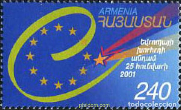 Sellos: 7796 MNH ARMENIA 2001 ADMISION EN EL CONSEJO DE EUROPA