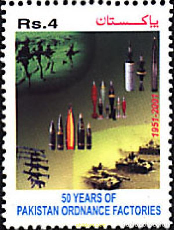 Sellos: 91698 MNH PAKISTAN 2001 50 ANIVERSARIO DE LAS FACTORIAS DE ARMAMENTO