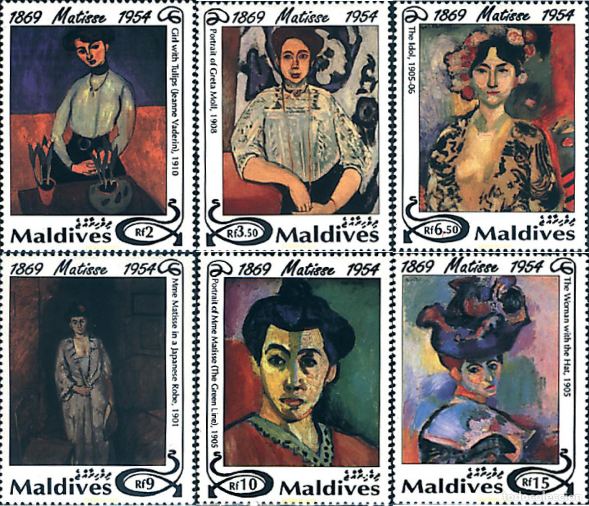 Sellos: 95658 MNH MALDIVAS 1994 40 ANIVERSARIO DE LA MUERTE DE HENRI MATISSE
