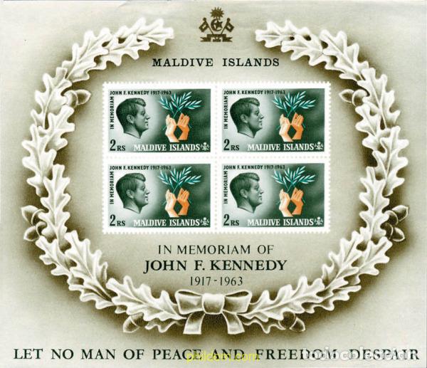 Sellos: 105468 MNH MALDIVAS 1965 2 ANIVERSARIO DE LA MUERTE DEL PRESIDENTE J. F. KENNEDY