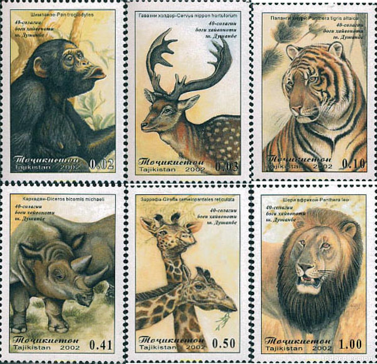 Sellos: 115805 MNH TAYIKISTAN 2002 40 ANIVERSARIO DEL ZOO DE DOUCHANBE